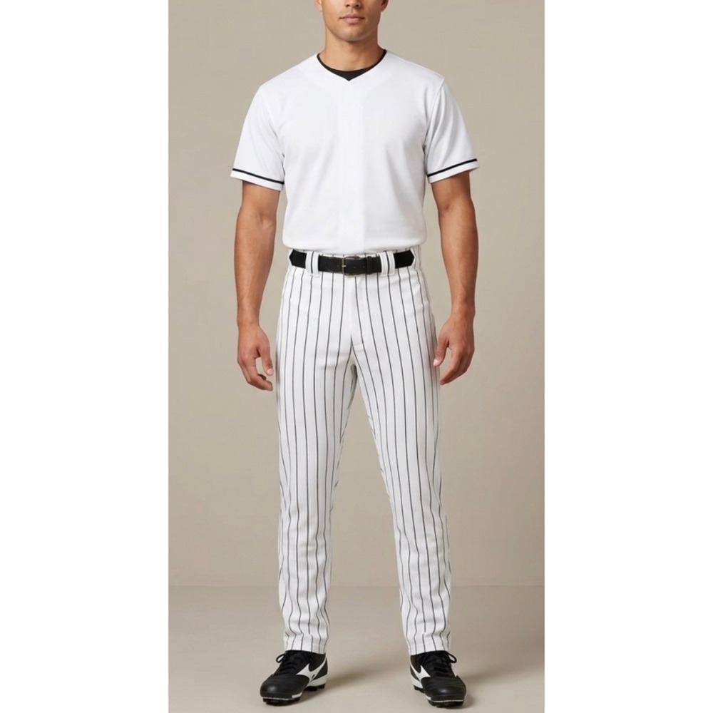 Champro Mens NWT Baseball Pants White Black Pinstripe Adult Small